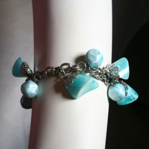 Blue Lucite Charm Bracelet